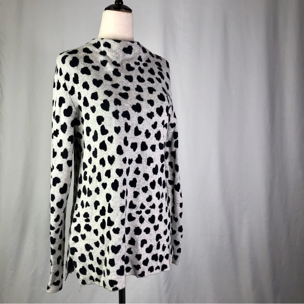 LOFT cheetah heart sweater grey black M - Picture 8 of 8